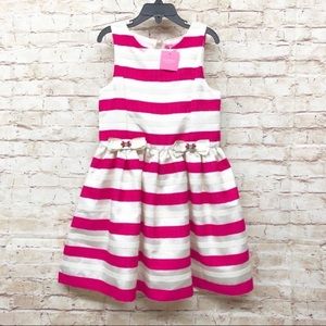Isaac Mizrahi Girls Fancy Dress Size 6X Sleeveless Striped Sparkle Gold Pink NWT